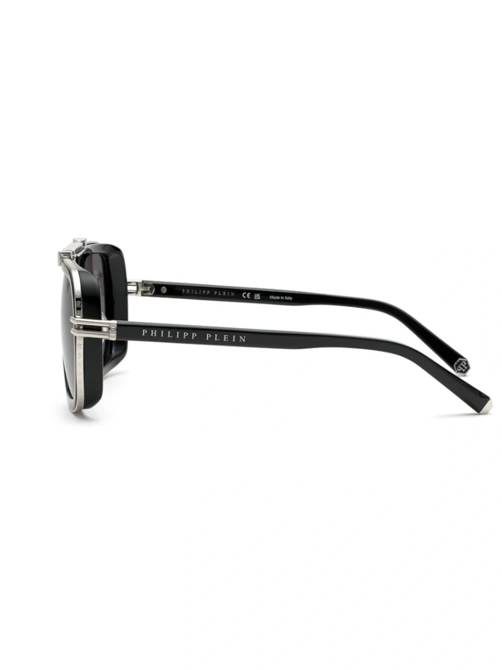 NIB | Philipp Plein | Icon Oversized Pilot Sunglasses - SPP109 Black/Silver